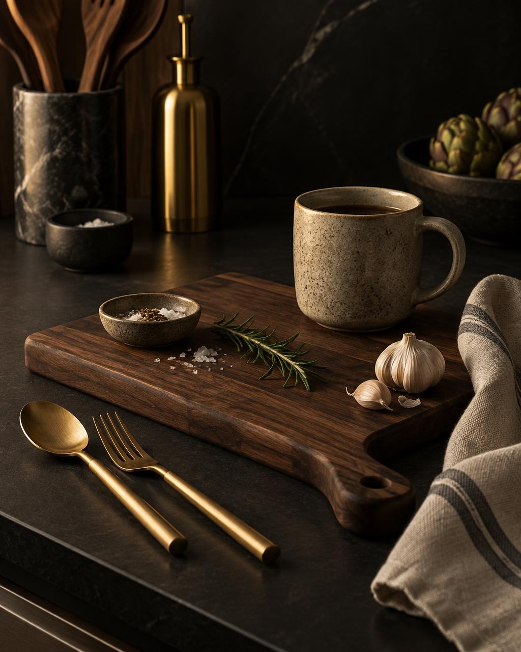 Tea cups and kitchen essentials